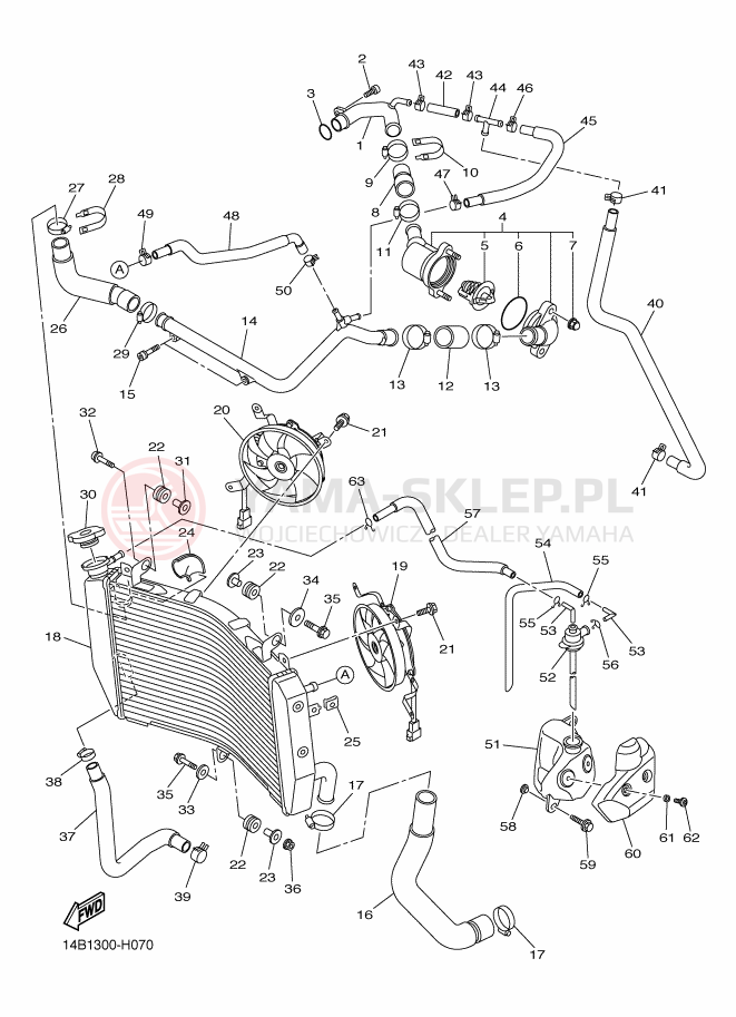 Schemat "Węże chłodnicy" do Yamaha R1