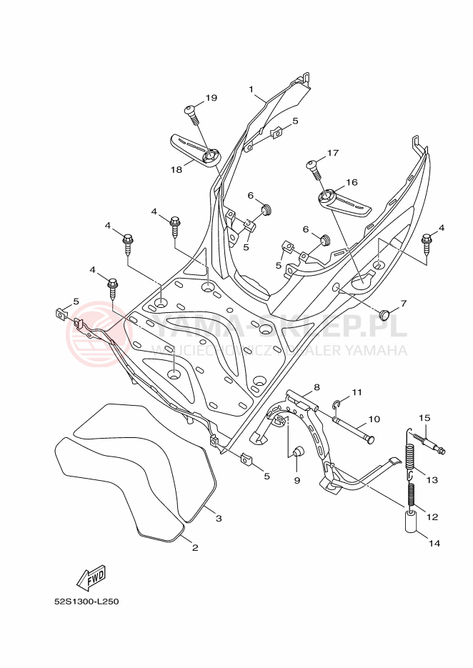 Schemat "Stopka postojowa i podnóżki" do Yamaha XENTER 150