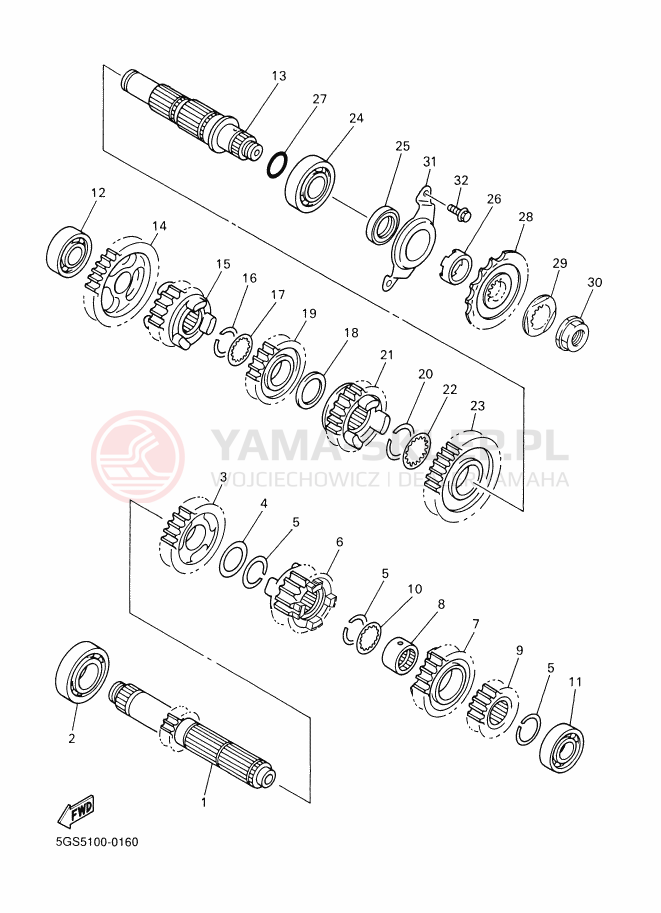 Schemat "Skrzynia biegów " do Yamaha WR400F