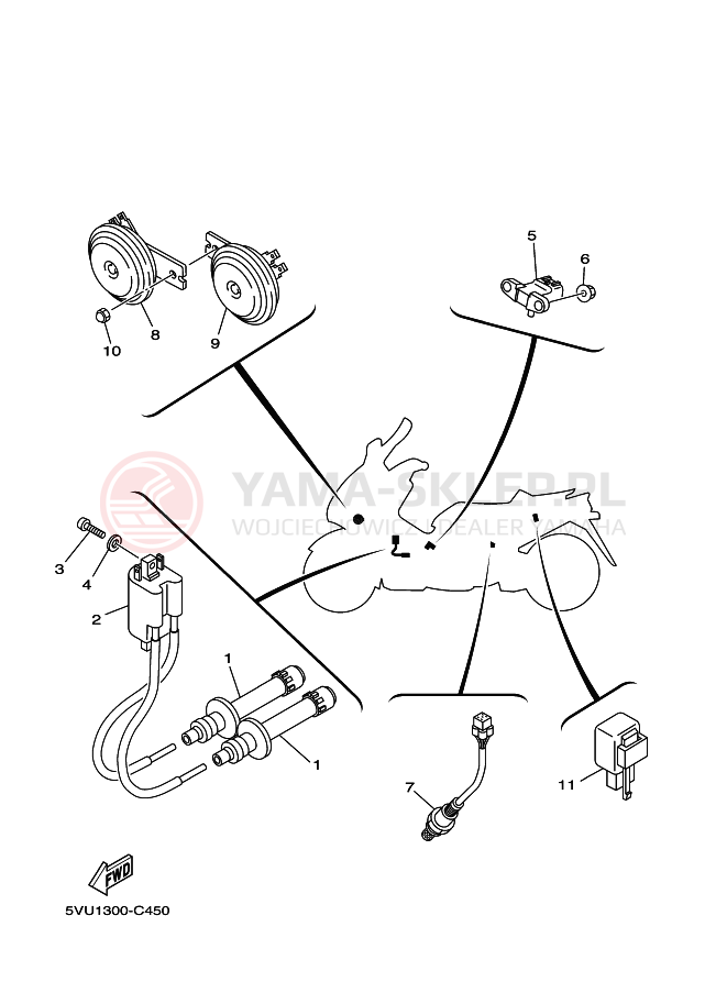 Schemat "układ elektryczny" do Yamaha TMAX