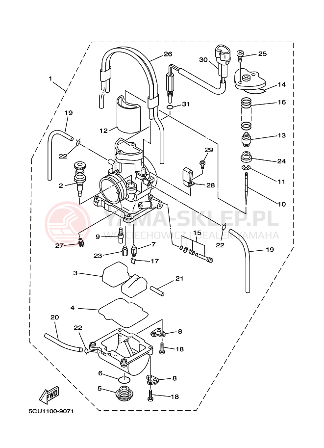 Schemat "Gaźnik" do Yamaha YZ250