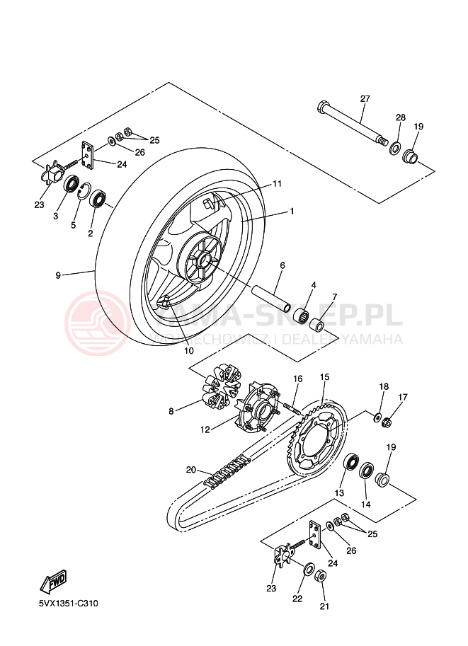 Schemat "Koło tył" do Yamaha FZ6-S