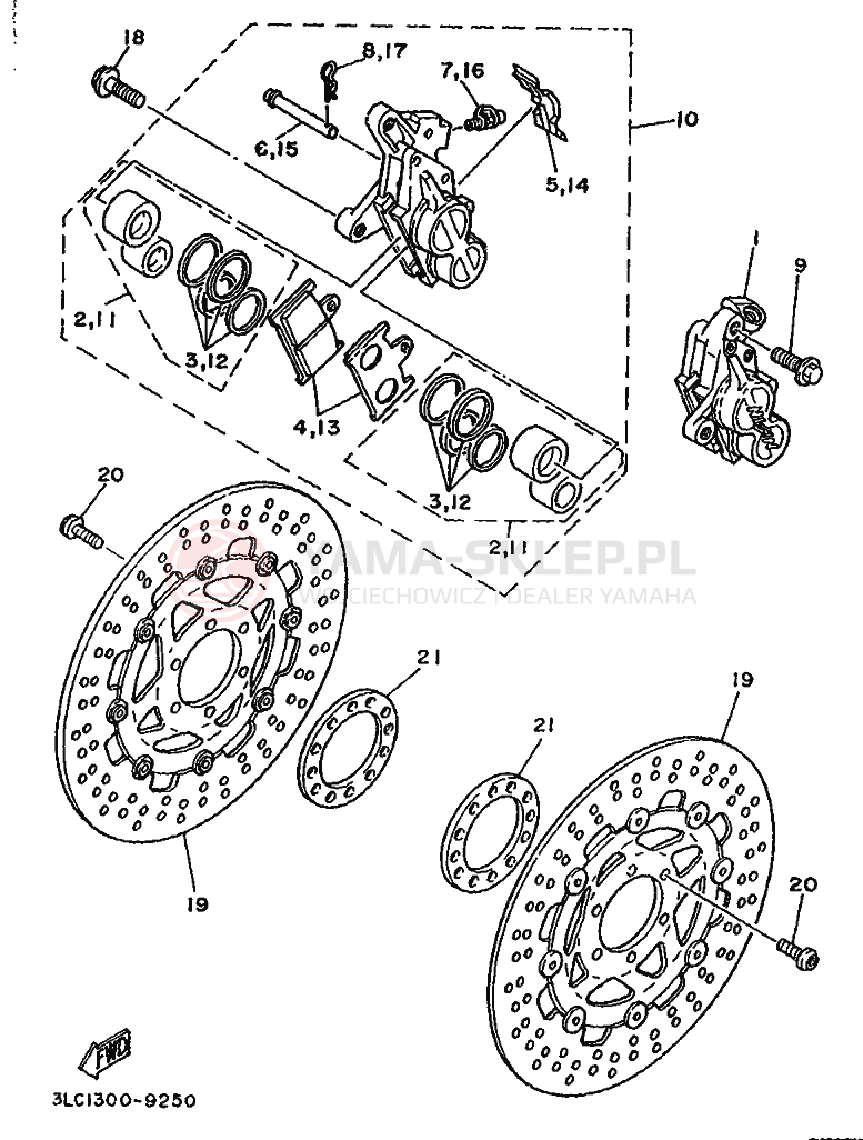 Schemat "Koło przód" do Yamaha TZ250