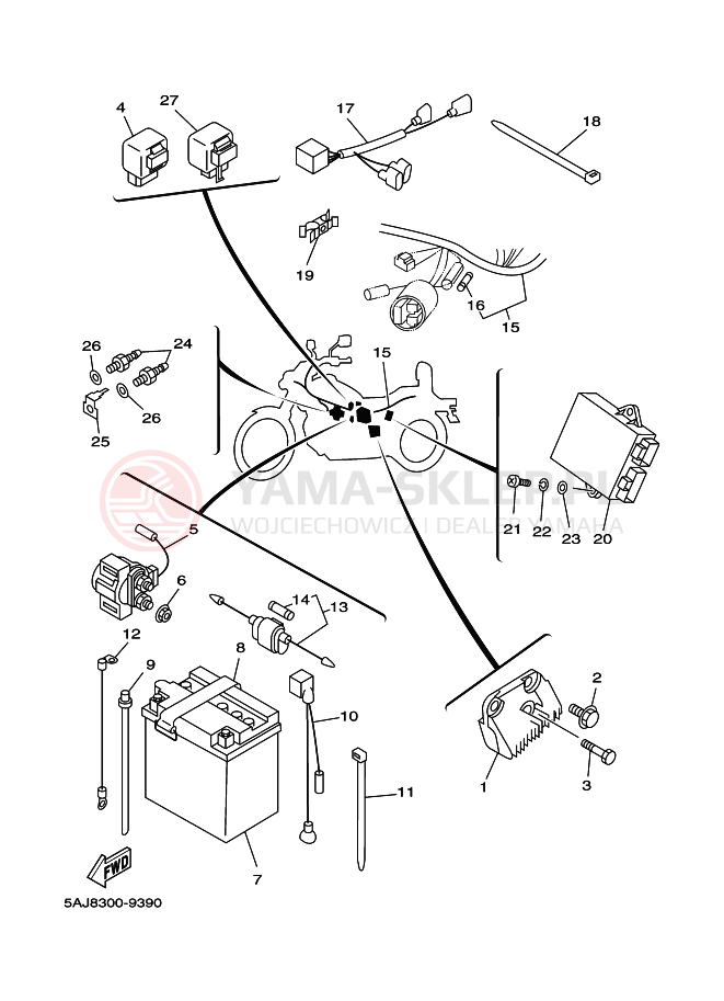 Schemat "układ elektryczny" do Yamaha XV125