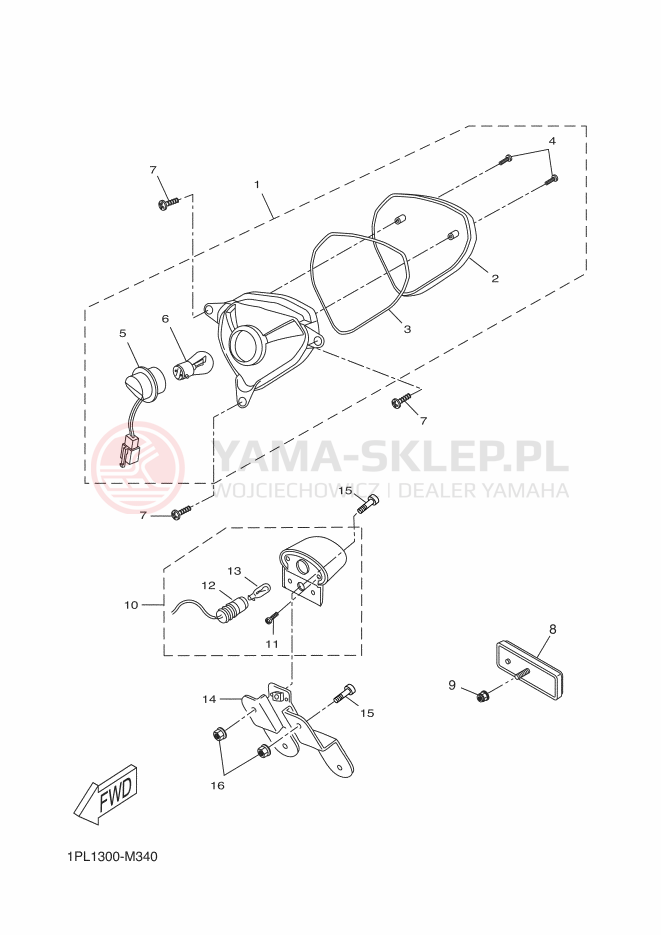 Schemat "Oświetlenie tył" do Yamaha AEROX NAKED