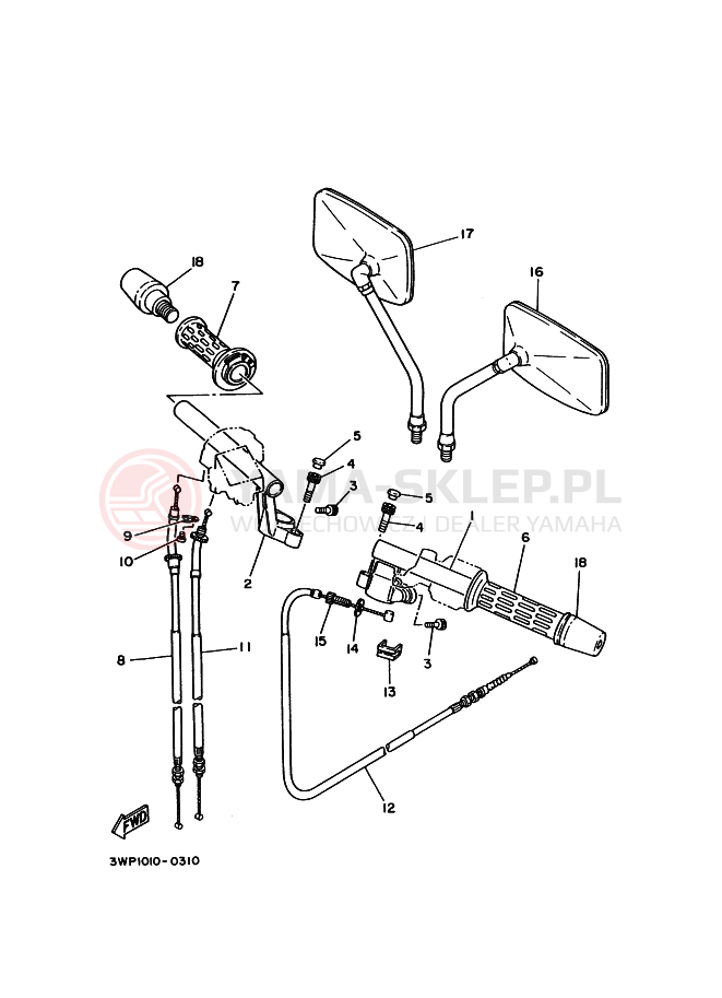 Schemat "Kierownica i osprzęt" do Yamaha SRX250