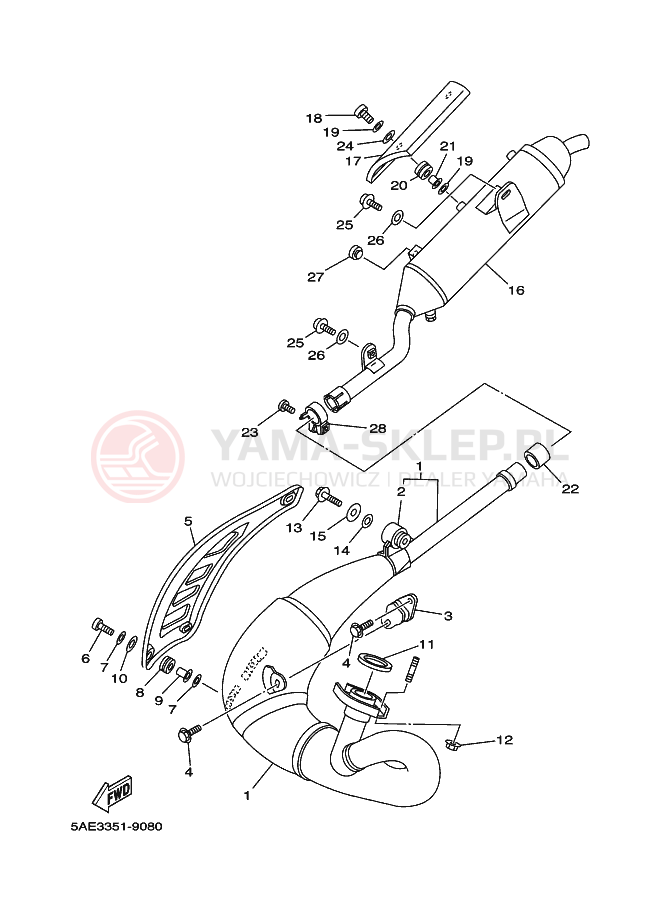 Schemat "Wydech końcowy" do Yamaha TDR125