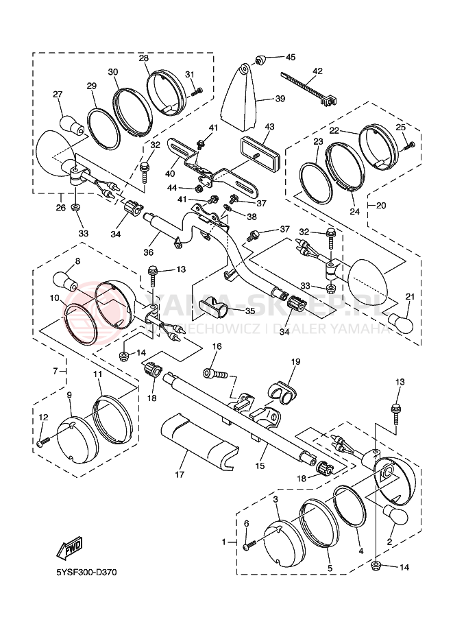 Schemat "kierunkowskazy" do Yamaha XVS1100A DRAGSTAR 1100 CLASSIC