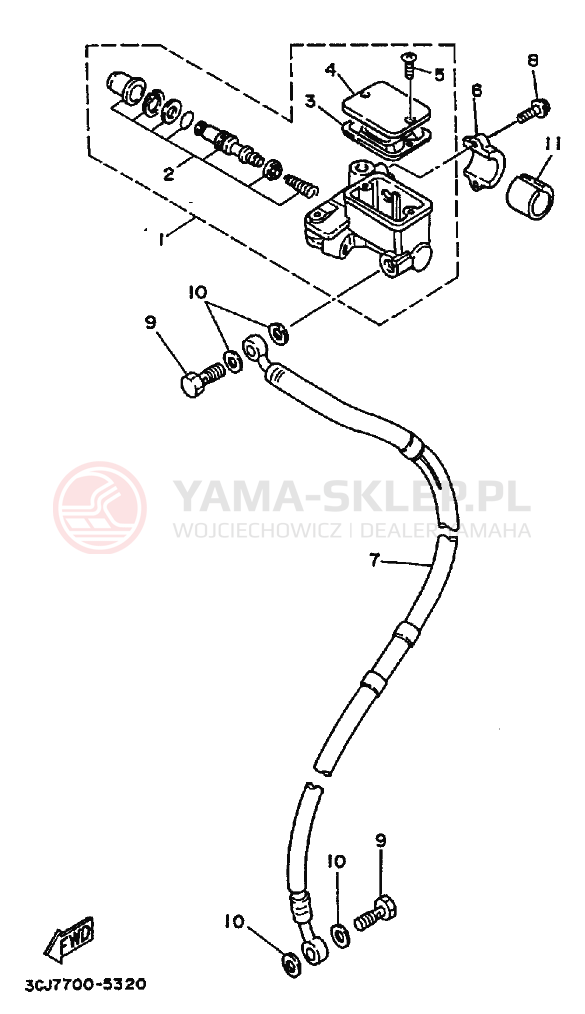 Schemat "Pompa hamulcowa przednia" do Yamaha DT200R DT200RH