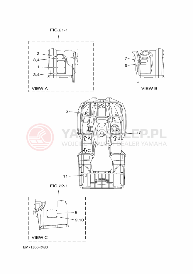 Schemat "naklejki" do Yamaha GRIZZLY 450 EPS