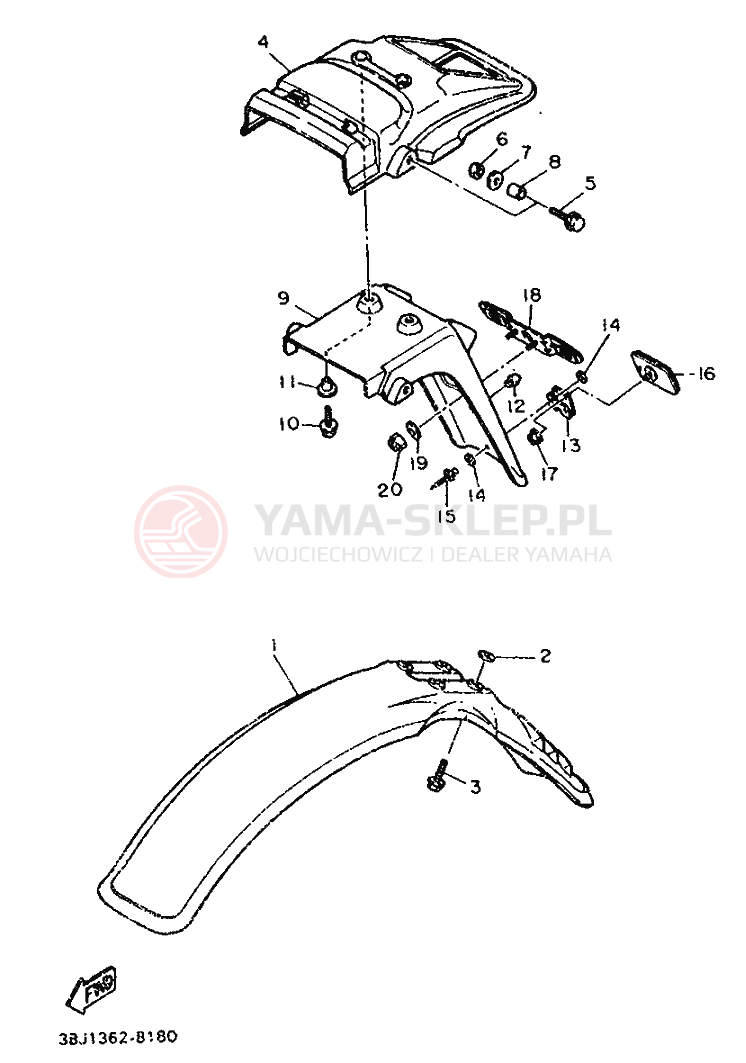 Schemat "błotnik" do Yamaha XT500T