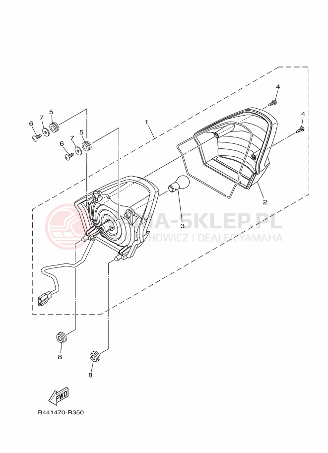 Schemat "lampa tył" do Yamaha YC110D-4