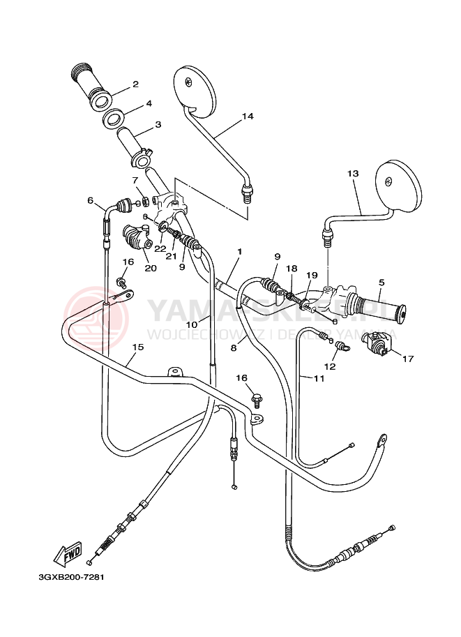 Schemat "Kierownica i osprzęt" do Yamaha AG200F
