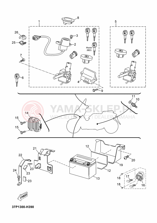 Schemat "układ elektryczny" do Yamaha X-MAX 250