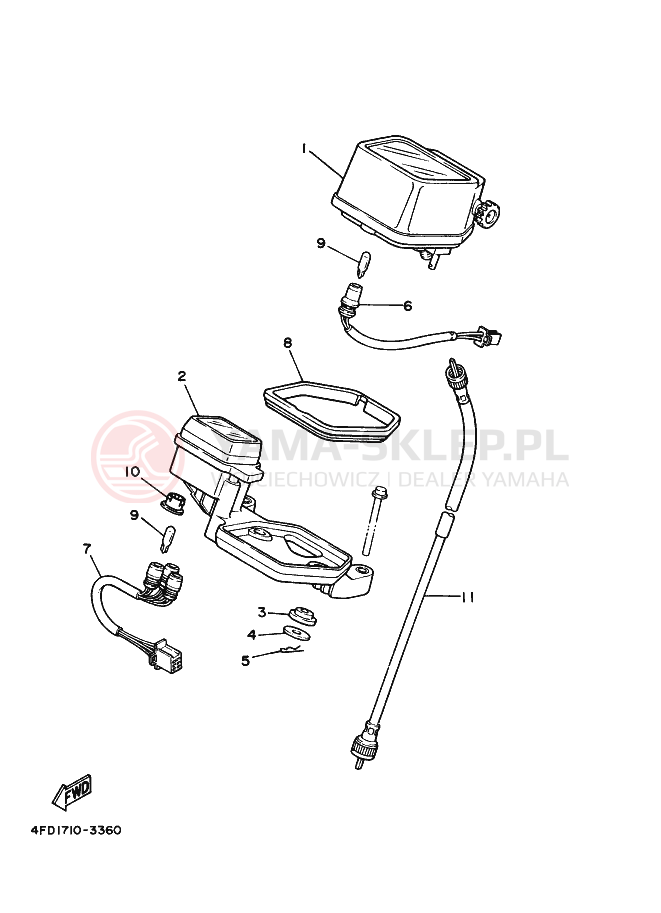 Schemat "licznik" do Yamaha XT225 XT225E