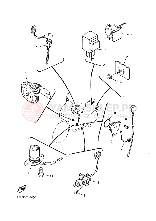 Schemat "układ elektryczny" do Yamaha XJ600N