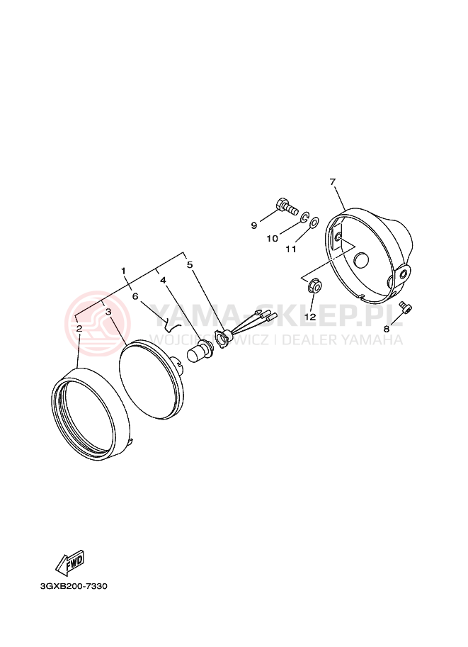 Schemat "Lampa przód" do Yamaha AG200F