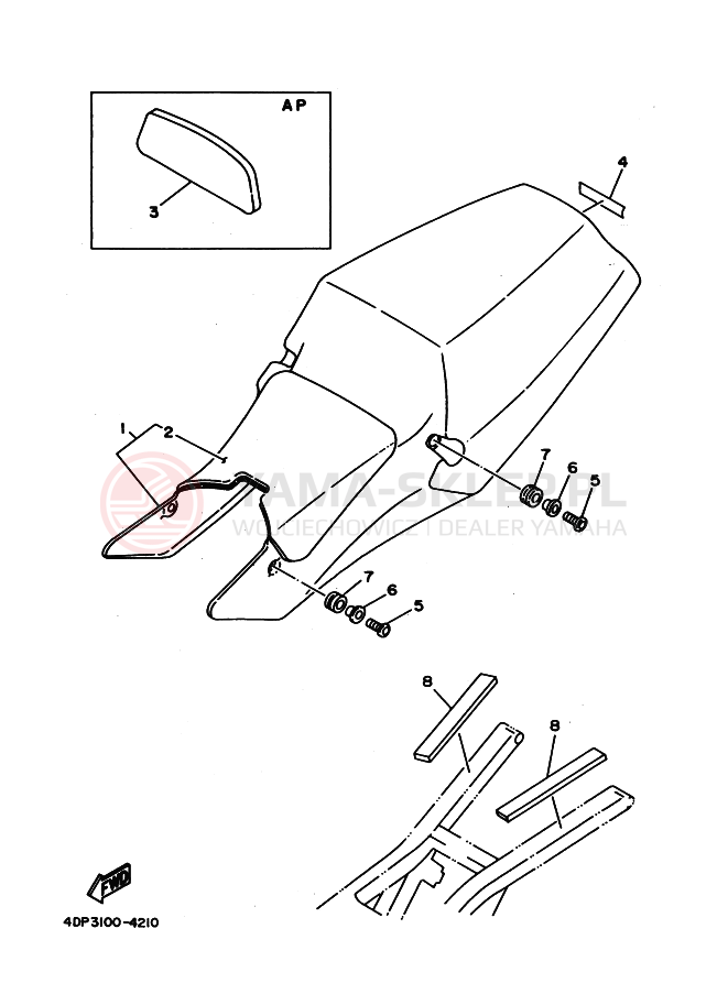 Schemat "siedzenie" do Yamaha TZ250