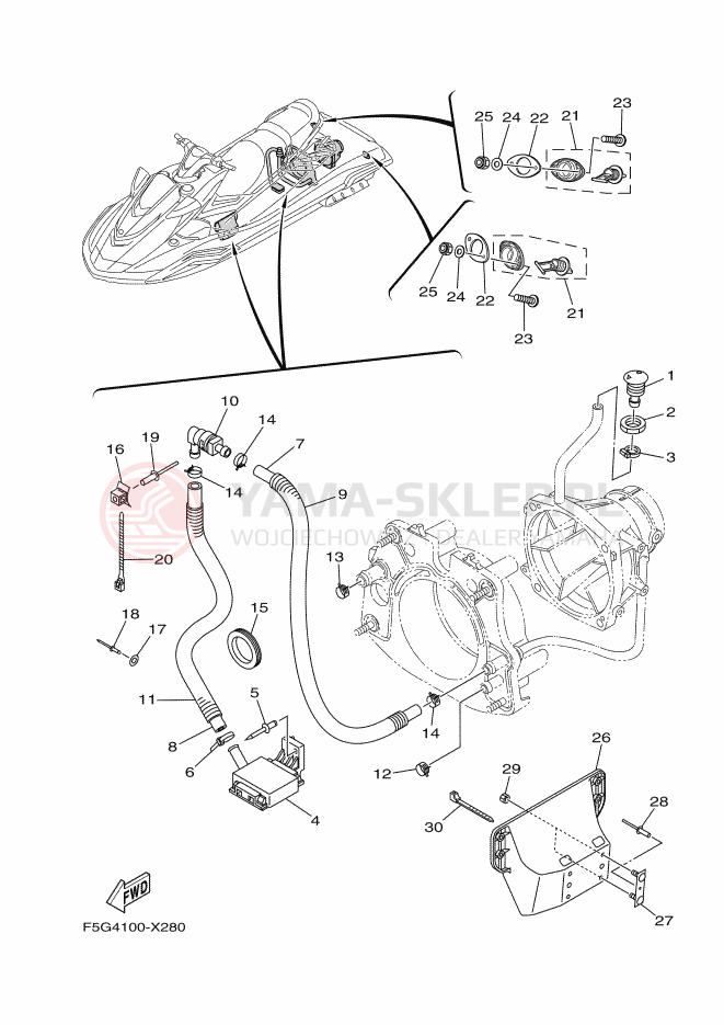 Schemat "HULL & DECK" do Yamaha FX1800D-X