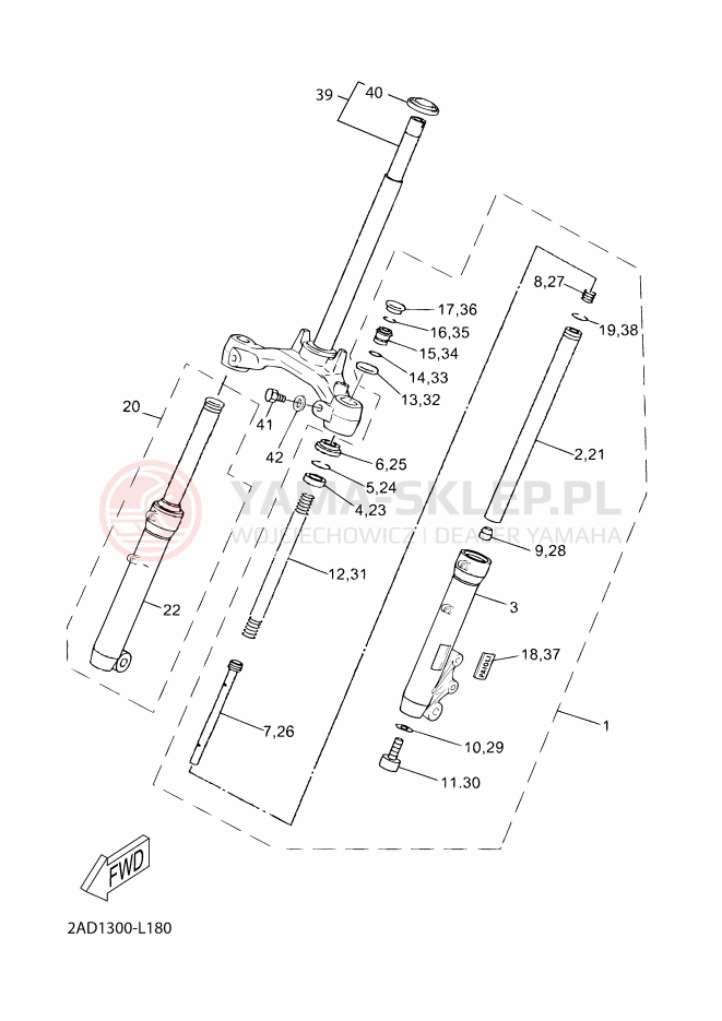 Schemat "WIDOK Z PRZODU 1" do Yamaha CS50
