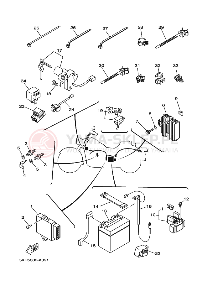 Schemat "układ elektryczny" do Yamaha XVS250