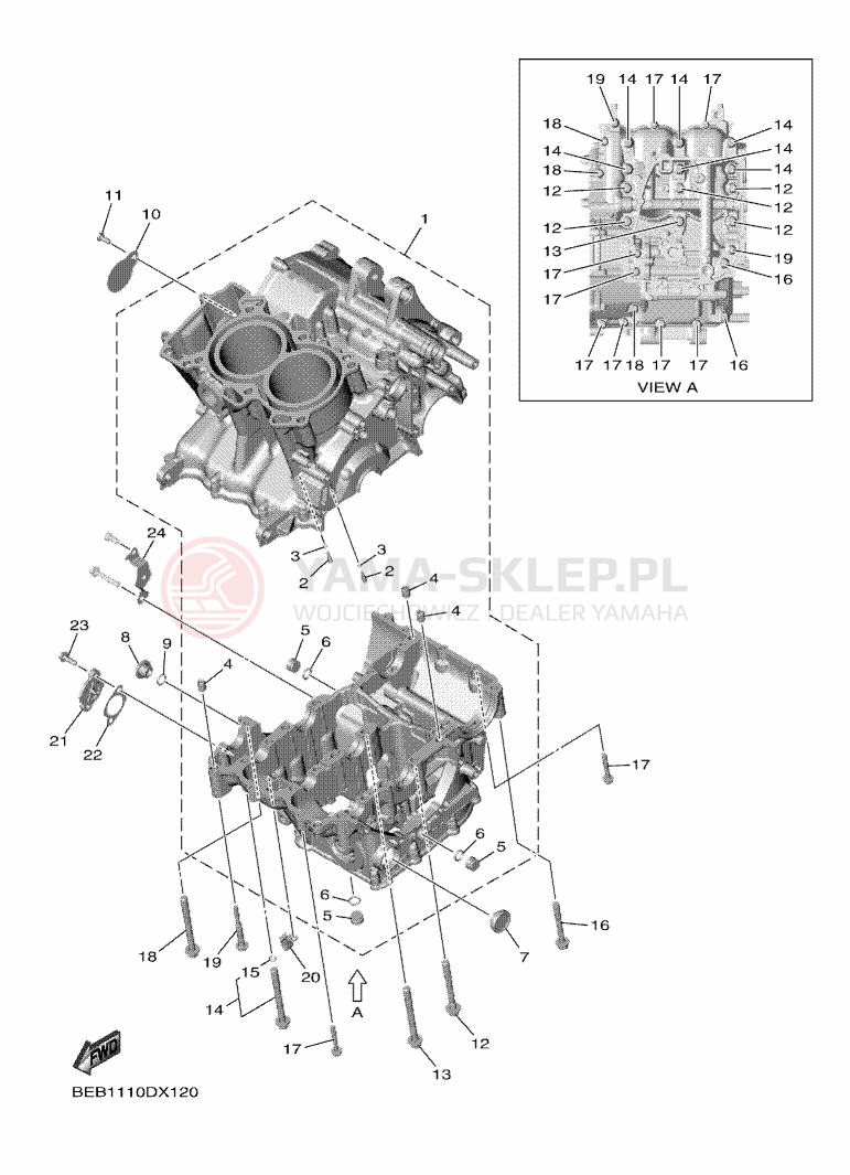 Schemat "Obudowa silnika" do Yamaha R7