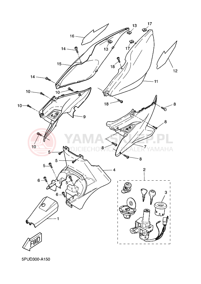 Schemat "Pokrywa boczna" do Yamaha YQ50L