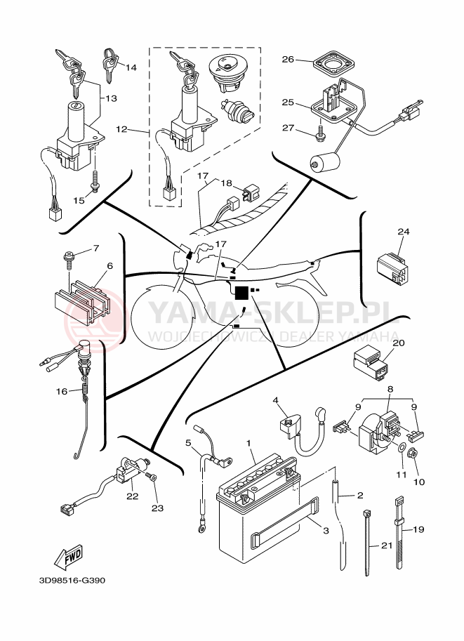 Schemat "układ elektryczny" do Yamaha YBR125ESD