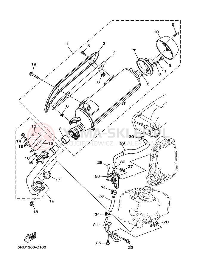 Schemat "Wydech końcowy" do Yamaha MAJESTY400