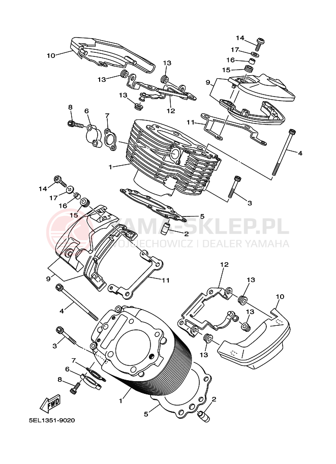 Schemat "cylinder" do Yamaha XVS1100 DRAGSTAR 1100