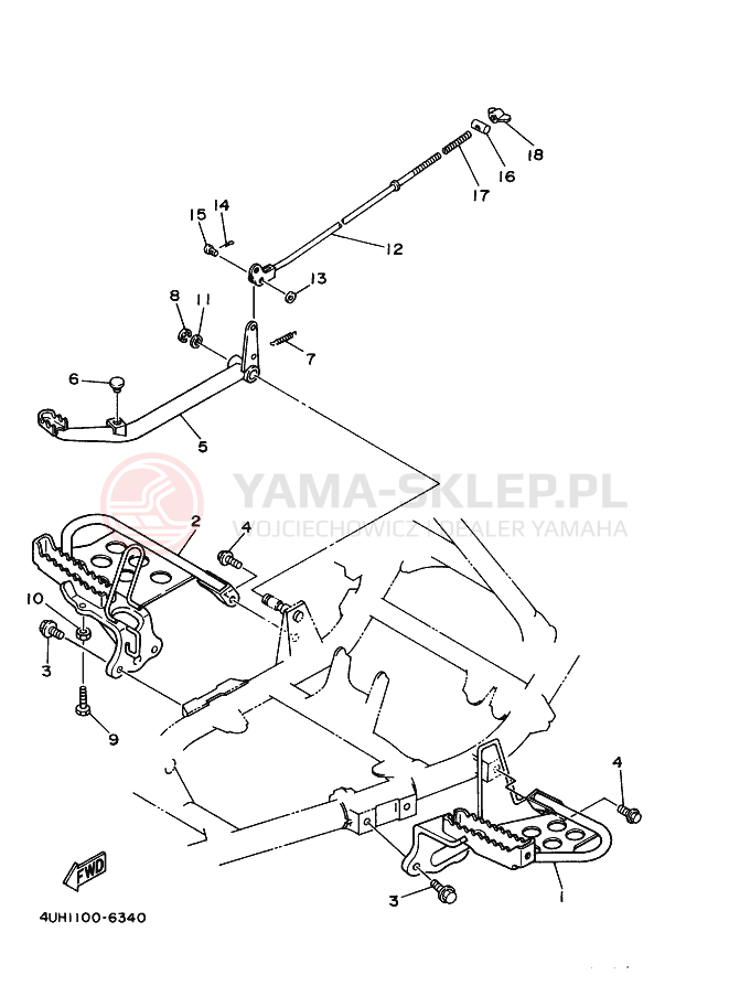 Schemat "Stopka postojowa i podnóżki" do Yamaha BIG BEAR 350