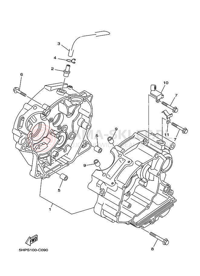Schemat "Pokrywa silnika" do Yamaha TT-R125E