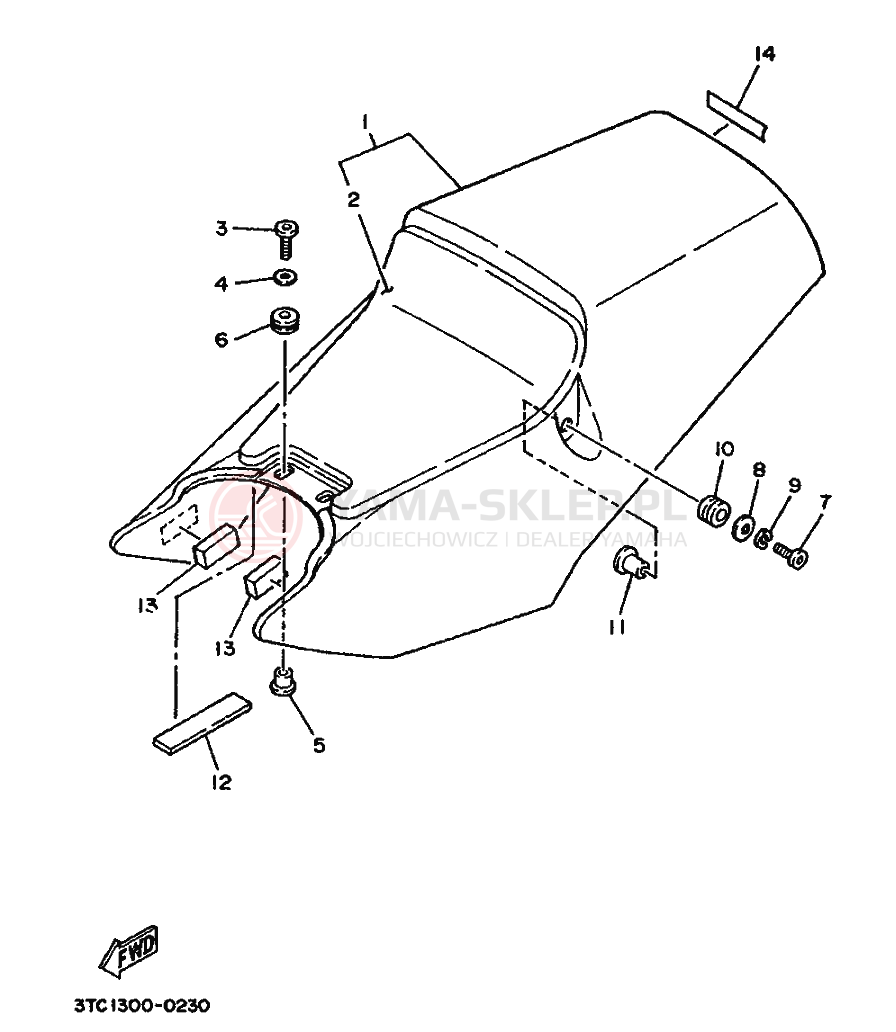 Schemat "siedzenie" do Yamaha TZ250A