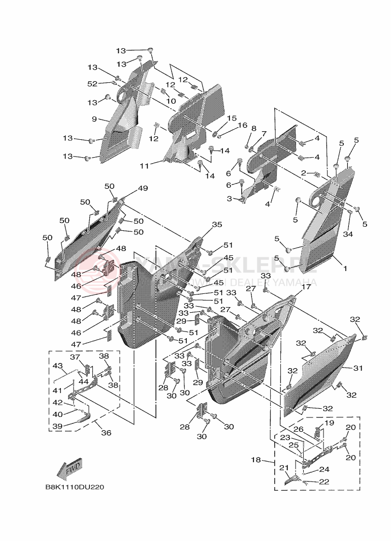 Schemat "Pokrywa boczna" do Yamaha X2 R-SPEC SE