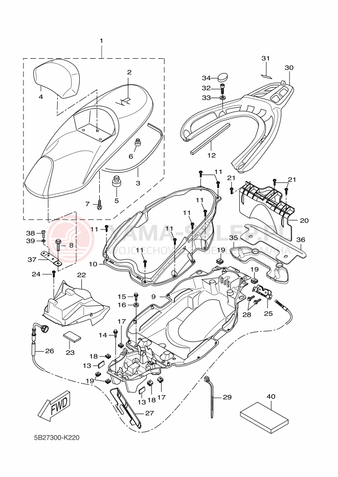 Schemat "siedzenie" do Yamaha XCITY