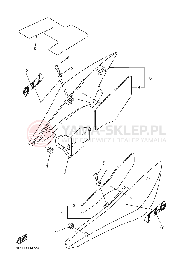 Schemat "Pokrywa boczna" do Yamaha FZ6