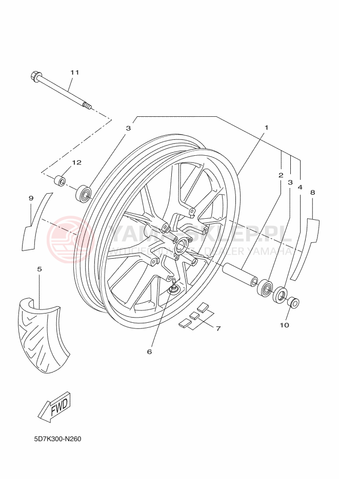 Schemat "Koło przód" do Yamaha YZF-R125