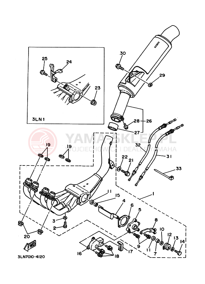 Schemat "Wydech końcowy" do Yamaha FZR250R
