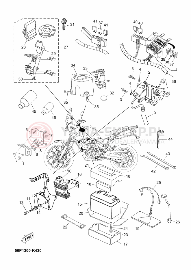 Schemat "układ elektryczny" do Yamaha XT660Z ABS