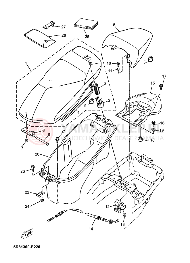Schemat "siedzenie" do Yamaha MAJESTY 125