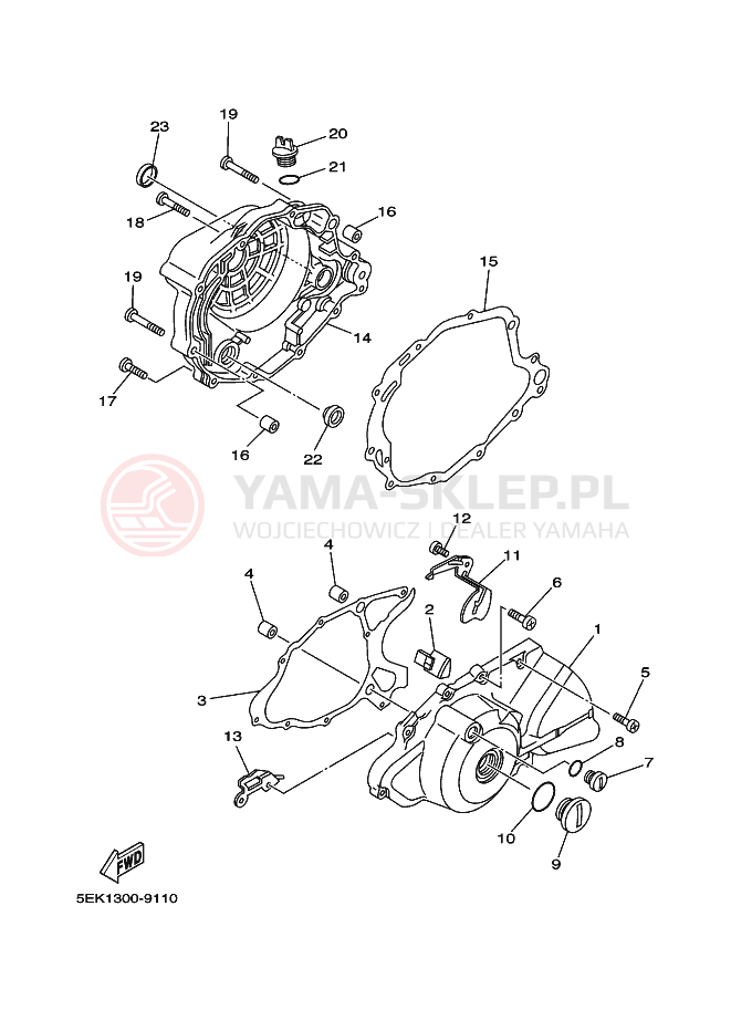 Schemat "Pokrywa silnika" do Yamaha TW125