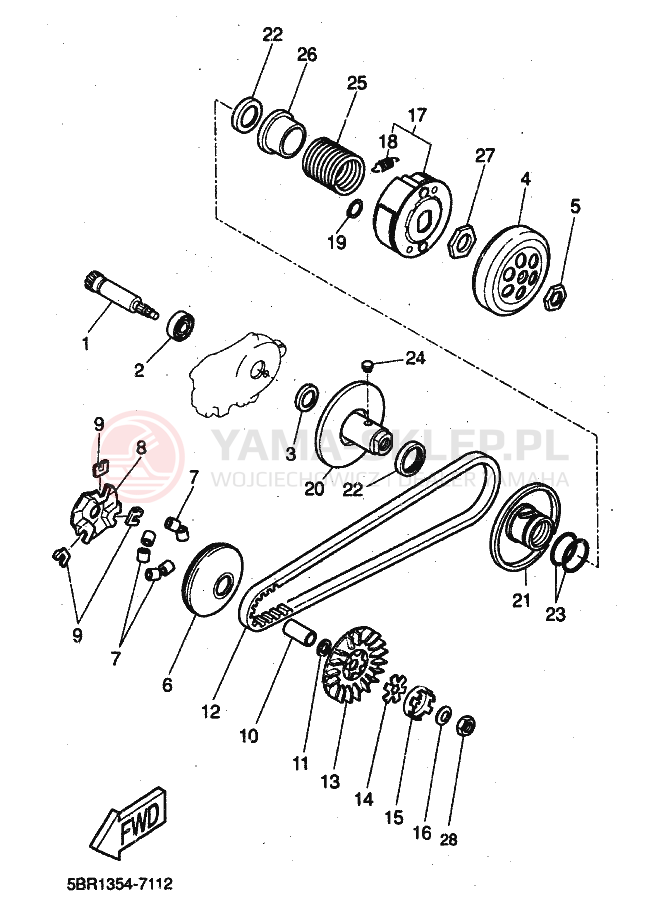 Schemat "sprzęgło" do Yamaha YQ50L
