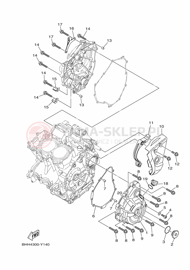 Schemat "Pokrywa silnika" do Yamaha MT-07 35KW