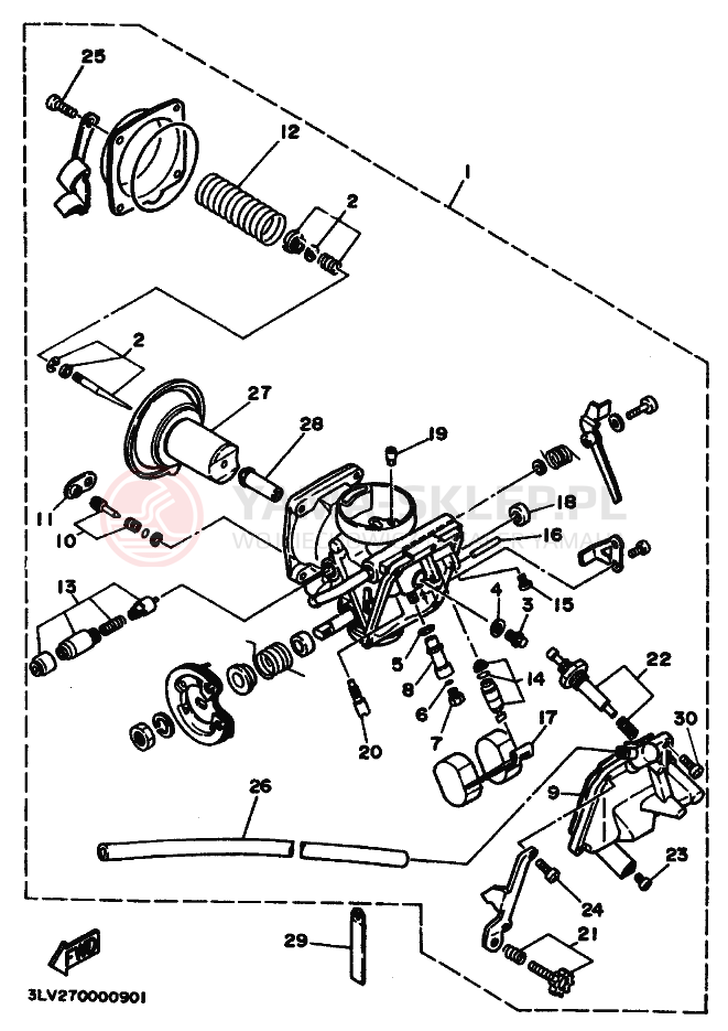 Schemat "Gaźnik" do Yamaha XV250 VIRAGO