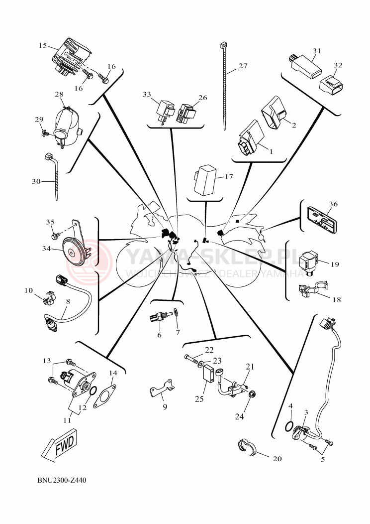 Schemat "układ elektryczny" do Yamaha R125