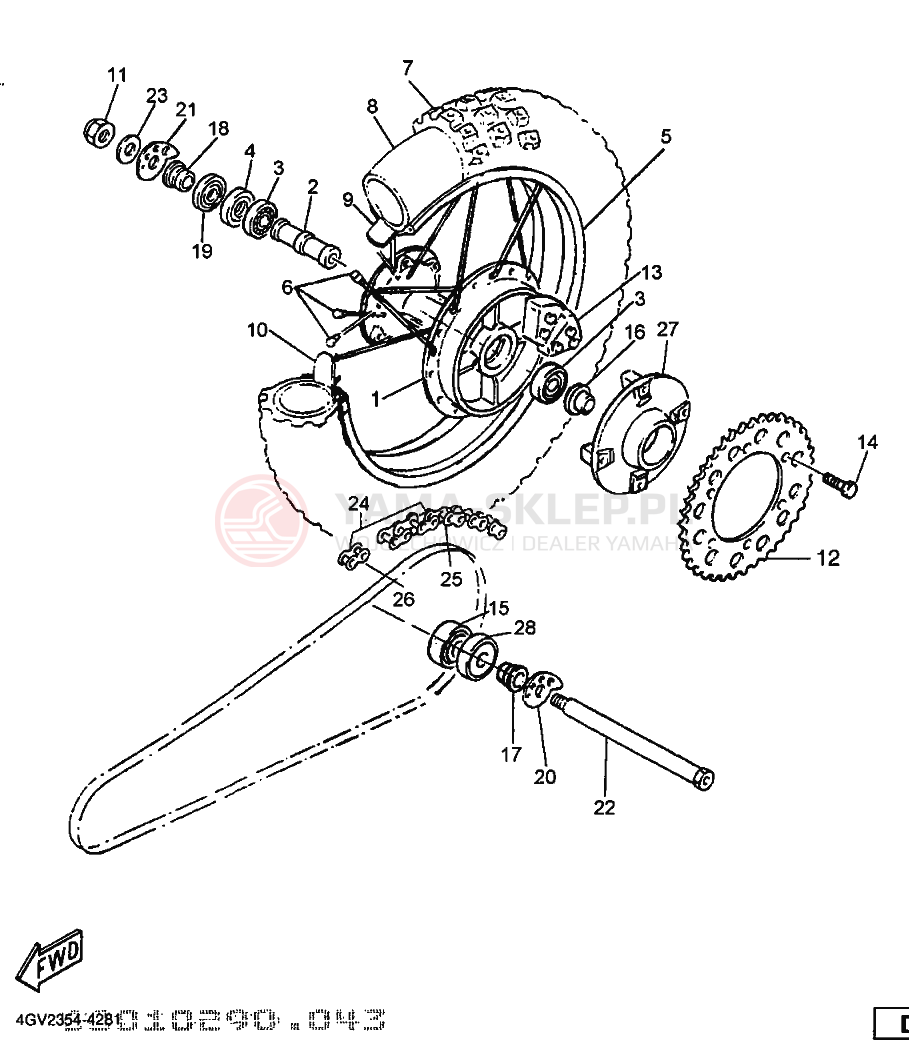 Schemat "Koło tył" do Yamaha TT600E