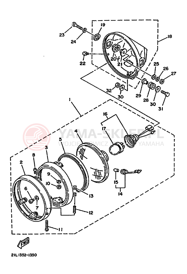 Schemat "Lampa przód" do Yamaha SR250