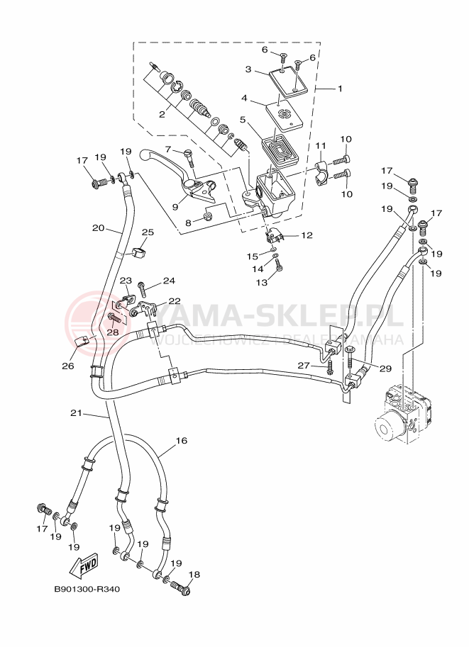 Schemat "Pompa hamulcowa przednia" do Yamaha XSR900