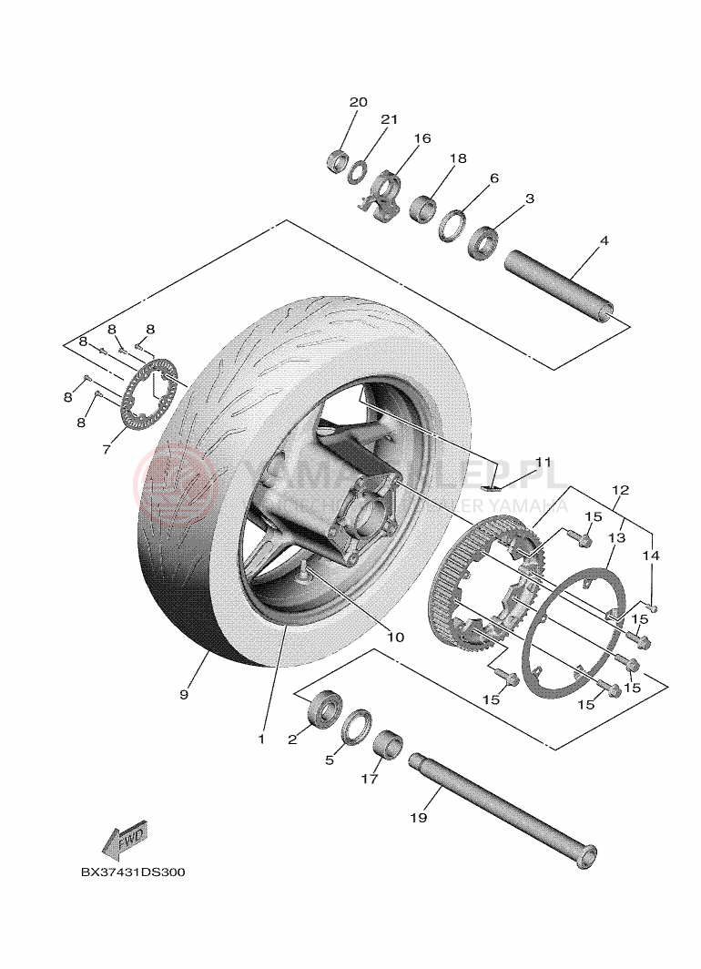 Schemat "Koło tył" do Yamaha TMAX SX ABS