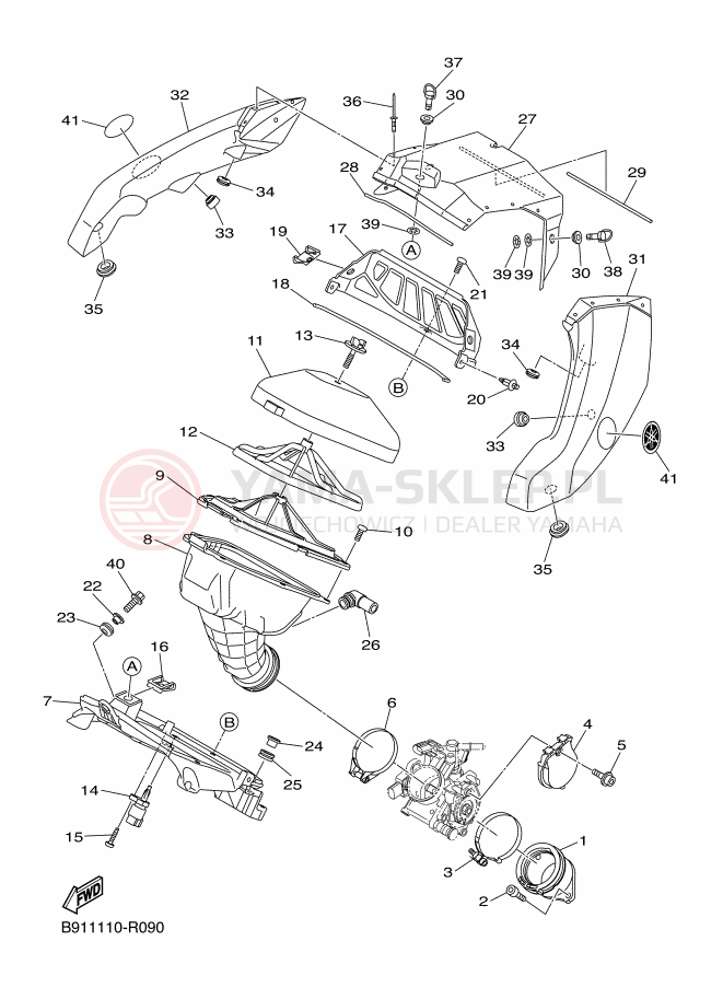 Schemat "Wtrysk paliwa" do Yamaha YZ450FX